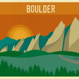 Boulder Skyline Art Print, Decor Colorado Flatirons Print - Travel Wall Gift, Loose Petals City Print- Style E8-O-Bou - thumbnail 2