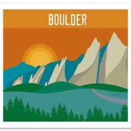 Boulder Skyline Art Print, Decor Colorado Flatirons Print - Travel Wall Gift, Loose Petals City Print- Style E8-O-Bou - thumbnail 3