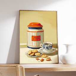 Vintage Kitchen Art Print, Grandma's Treats Cookie Jar Poster, Retro Tea & Biscuit Wall Art, Cozy Country Home Decor - thumbnail 2