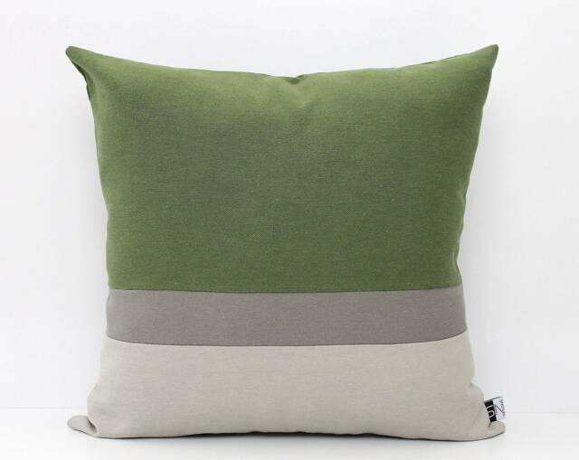 Olive Green & Grey Colorblock Pillow Cover - All Sizes, Home Gifts For You - image 1