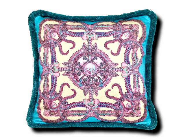 Lucy Pillow - Turquoise/Pink - image 1