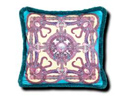 Lucy Pillow - Turquoise/Pink - thumbnail 1