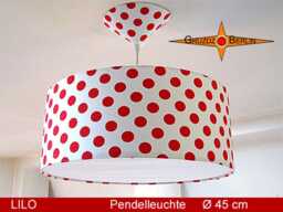 Dotted Hanging Lamp Red White Lilo Pendant With Diffuser in Many Sizes Of Your Choice - thumbnail 1