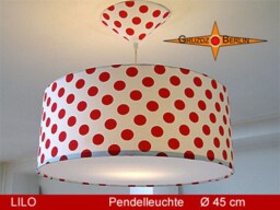 Dotted Hanging Lamp Red White Lilo Pendant With Diffuser in Many Sizes Of Your Choice - thumbnail 2