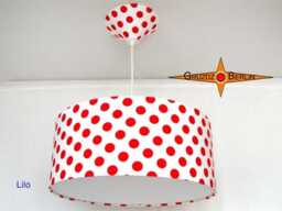 Dotted Hanging Lamp Red White Lilo Pendant With Diffuser in Many Sizes Of Your Choice - thumbnail 3