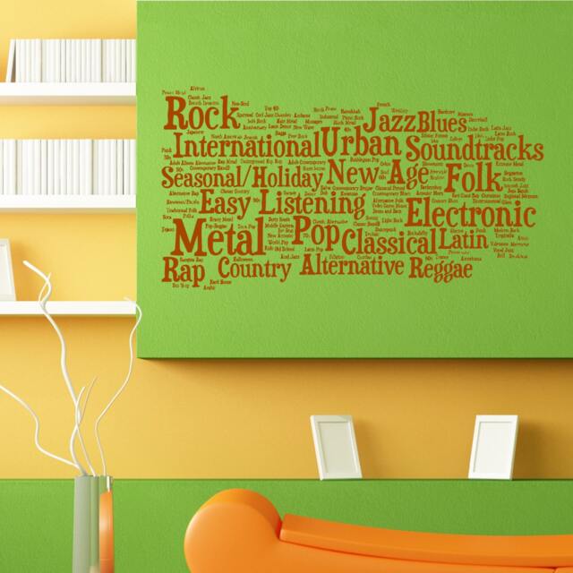 Music Musical Genres Cube Wall Sticker Vinyl Mural Decal Home House Apartment Art Decor Free Shipping L069 - image 1