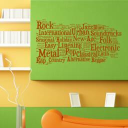 Music Musical Genres Cube Wall Sticker Vinyl Mural Decal Home House Apartment Art Decor Free Shipping L069 - thumbnail 1