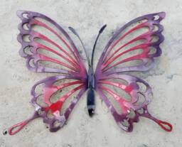 Purple & Pink Metal Butterfly Wall Art, Decor For Garden, Non Rust Aluminum Decor, Butterflies Girls Room