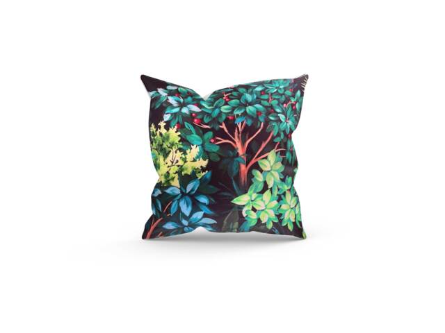Velvet Forest Filled Cushion Square, Colourful Home Decor, Unique Nature Cushion, Furniture Decoration, UK - image 1