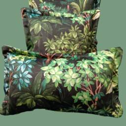 Velvet Forest Filled Cushion Square, Colourful Home Decor, Unique Nature Cushion, Furniture Decoration, UK - thumbnail 3