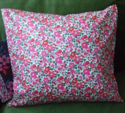 Liberty Betsy X in Red & Pink - Handmade Large Cushion - thumbnail 1