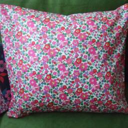 Liberty Betsy X in Red & Pink - Handmade Large Cushion - thumbnail 2
