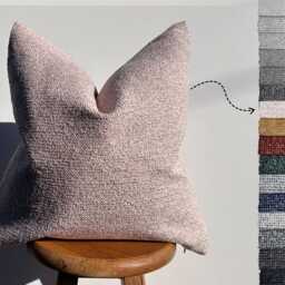 Woven Tweed Pillow Cover Soft Pink Beige Euro Sham, Lumbar Cushion - Duties Paid Usa - thumbnail 2