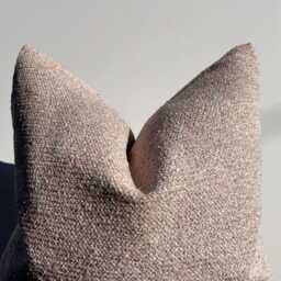 Woven Tweed Pillow Cover Soft Pink Beige Euro Sham, Lumbar Cushion - Duties Paid Usa - thumbnail 3
