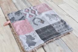 Boho Horse Lovey - Cowgirl Western Girl Mini Baby Blanket Pink & Grey - thumbnail 1