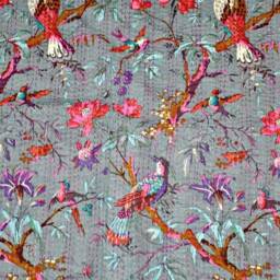 Hand Stitched Cotton Kantha Quilt Floral Bedding Throw - thumbnail 2