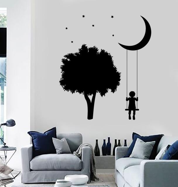 Wall Vinyl Decal Trees Swings Romantic Kids Nursery Children Decor Mural Art 1483Dz - image 1