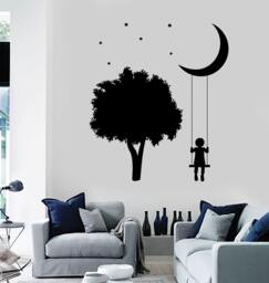 Wall Vinyl Decal Trees Swings Romantic Kids Nursery Children Decor Mural Art 1483Dz - thumbnail 1