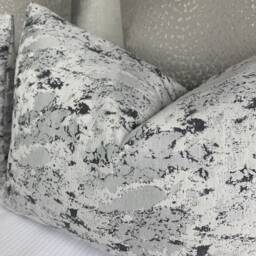 "Marble Effect Cushion Cover, Pillow Cover Black Silver Throw For Sofa Bed Or Throw. Designer Fabric, Rectangle 12"" X20" - thumbnail 3