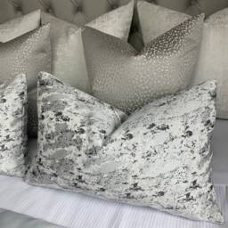 "Marble Effect Cushion Cover, Pillow Cover Black Silver Throw For Sofa Bed Or Throw. Designer Fabric, Rectangle 12"" X20" - thumbnail 2