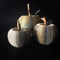Recycled Book, Apple & Pears, Small Paper Sculptures, Book Art, Sustainable Anniversary Gift, Teacher Gift, Secret Santa, Xmas Gift - thumbnail 2