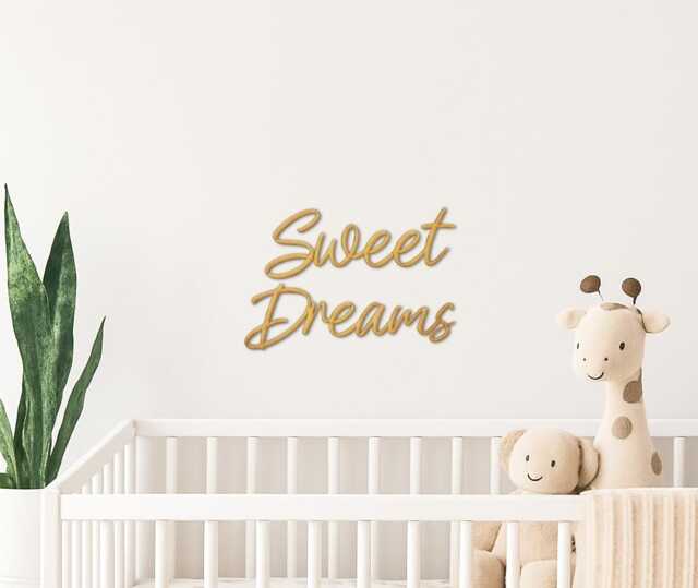 Sweet Dreams Wooden Sign - Rustic Bedroom Decor Word Wall Art Kids Room Quote Baby Nursery Gift - image 1