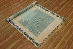 Handmade Cotton Kilim Rug, Block Print Yoga Mat, 4x6 Ft