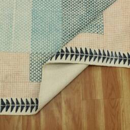 Handmade Cotton Kilim Rug, Block Print Yoga Mat, 4x6 Ft - thumbnail 2