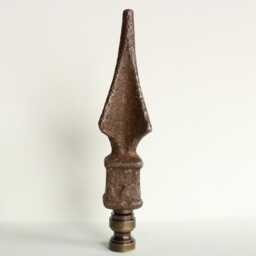 Iron Spike Lamp Finials On Distressed Bronze Hardware - A Matching Pair - thumbnail 4