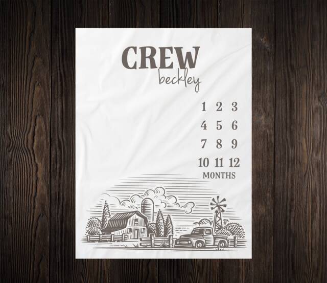 Old Truck Milestone Blanket Month Baby Growth Tracker Soft Shower Gift Newborn Boy Watch Me Grow Farmer Country - image 1