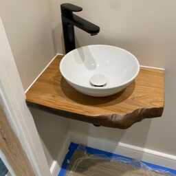 Elm Live Edge Vanity Shelf - Bathroom Sink Rustic Wooden Basin - thumbnail 2