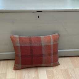 Balmoral Tartan Bolster Pillows Burnt Orange Wool Effect, Feather Filled - thumbnail 2