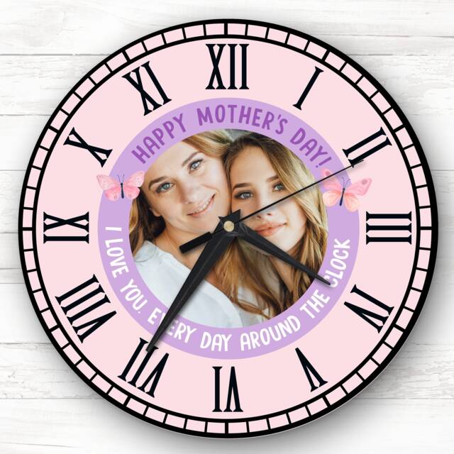 Happy Mother's Day Gift Photo Purple Personalised Clock - image 1