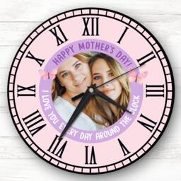 Happy Mother's Day Gift Photo Purple Personalised Clock - thumbnail 1
