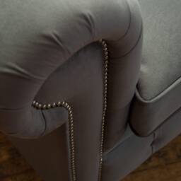 Grey Velvet Chesterfield Snuggle Armchair, British Handmade - thumbnail 4