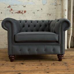 Grey Velvet Chesterfield Snuggle Armchair, British Handmade - thumbnail 2