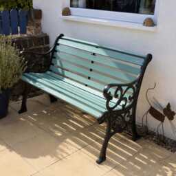 Cast Iron Garden Bench With Solid Wood Slats - Handmade Outdoor Seating, Customisable - thumbnail 4