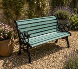 Cast Iron Garden Bench With Solid Wood Slats - Handmade Outdoor Seating, Customisable