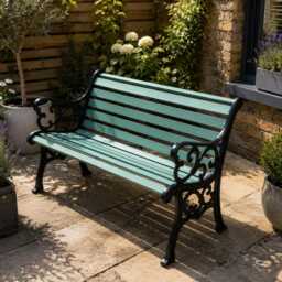 Cast Iron Garden Bench With Solid Wood Slats - Handmade Outdoor Seating, Customisable - thumbnail 3