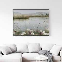 Neutral Lake Landscape Poster, Botanical Wall Art, Paper Print - thumbnail 2