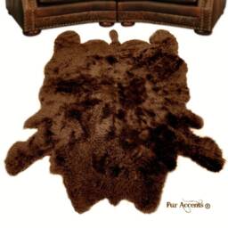 Faux Fur Buffalo Hide Rug - Shaggy Brown Pelt, Large Area - thumbnail 3