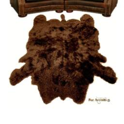 Faux Fur Buffalo Hide Rug - Shaggy Brown Pelt, Large Area - thumbnail 2