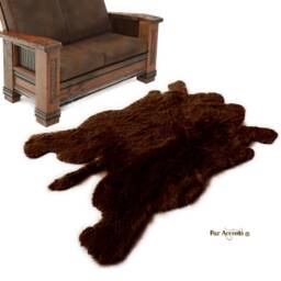 Faux Fur Buffalo Hide Rug - Shaggy Brown Pelt, Large Area - thumbnail 4