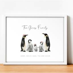 Personalised Penguin Family Print - Custom Home Wall Art Art - Digital Download Available A4 Size - thumbnail 2