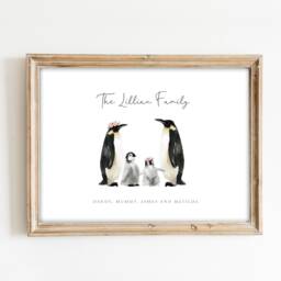 Personalised Penguin Family Print - Custom Home Wall Art Art - Digital Download Available A4 Size - thumbnail 3