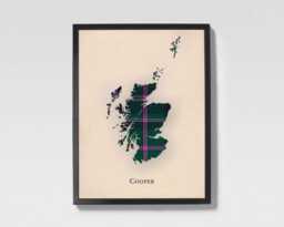Clan Cooper Scottish Tartan Map - Of Scotland Family Wall Decor, Ready To Hang - thumbnail 1