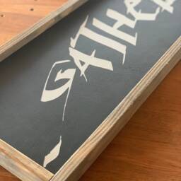 Large Gather Sign, Wood Gothic Home Decor, Halloween Wall Custom Framed Signs Sayings, Graffiti Art - thumbnail 2