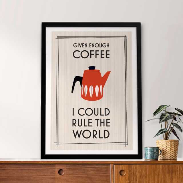 Coffee Retro Kitchen Print, Fun Illustration, Trendy Decor, Lover Wall Art, Quote - image 1