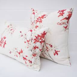 Handmade Laura Ashley Forsythia Floral Cushion Red & White - thumbnail 2