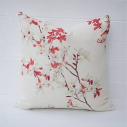 Handmade Laura Ashley Forsythia Floral Cushion Red & White - thumbnail 3